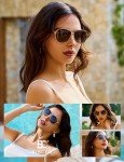 BIRCEN Polarized Aviator Sunglasses for Women : UV Protection Acetate Square Sunglass With Retro Classic Style