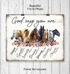 Christianity Religion Horse Wall Art 11x14 - Inspiration spiritual Scripture Boho-chic Farmhouse Poster - God Says You Are Girl Bedroom Decor - Shabby chic decoration - Country Western Gift for Woman