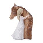 Truly a Friend Horses and Guardian Angel Statues, Sculpted Hand-Painted Girl Embracing Horse Figurines, Gifts for Horse Lover Cowgirls, Loss of Horse Remembrance Gifts, Birthday Christmas Horse Stuff