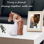Truly a Friend Horses and Guardian Angel Statues, Sculpted Hand-Painted Girl Embracing Horse Figurines, Gifts for Horse Lover Cowgirls, Loss of Horse Remembrance Gifts, Birthday Christmas Horse Stuff