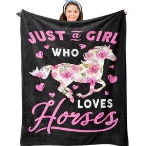 Jepufo Horse Gifts for Girls, Horse Blanket for Girls, Horses Gifts for Women, Just a Girl Who Loves Horses, Best Horse-Lover Stuff Birthday Christmas Ideas Blanket 40"X50"