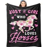 Jepufo Horse Gifts for Girls, Horse Blanket for Girls, Horses Gifts for Women, Just a Girl Who Loves Horses, Best Horse-Lover Stuff Birthday Christmas Ideas Blanket 40"X50"