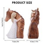 Truly a Friend Horses and Guardian Angel Statues, Sculpted Hand-Painted Girl Embracing Horse Figurines, Gifts for Horse Lover Cowgirls, Loss of Horse Remembrance Gifts, Birthday Christmas Horse Stuff