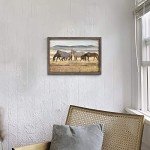 Wild Horses Wall Art Framed: Wildlife Animals Pictures Horse Artwork Painted Wood Painting for Bedroom(12x16)