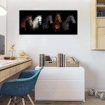 Large Animal Canvas Wall Art Black and White Horse Picture Prints Inspirational Horses Wall Decor Living Room Modern Artwork Home Decoration Framed Ready to Hang 20"x48"