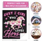 Jepufo Horse Gifts for Girls, Horse Blanket for Girls, Horses Gifts for Women, Just a Girl Who Loves Horses, Best Horse-Lover Stuff Birthday Christmas Ideas Blanket 40"X50"