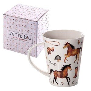SPOTTED DOG GIFT COMPANY Horse Coffee Mug, Cute Mug 12 oz Ceramic Porcelain China Coffee Tea Cup, Horse Themed Gifts for Horse Lovers Women Men and Animal Lovers, 1 piece