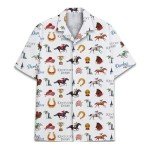 Kentucky Derby Horse Pattern Hawaiian Shirt Funny Men’s Button Down Horse Racing Hawaiian Shirt