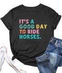 Zylkor Funny Saying Shirt for Women Funny Letter Printed Shirts Horse Lover T-Shirt Ride Horses Letter Graphic Tops Gray