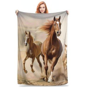 Bidesk Horse Throw Blanket - Soft, Cozy and Warm Flannel - Lightweight Yet Fuzzy Perfect for Couch, Bed, and Travel - Embrace The Outdoors with This Luxurious Horse-Themed Blankets 60"x50"