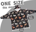 Huglanket Horse Gifts for Girls, Women, Horse Lovers, Wearable Horse Blanket Hoodie, Super Soft Warm Cozy with 2 Pockets - One Size Fits Most