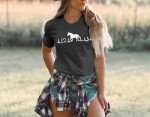 VVNTY Horse Lover Shirt Women: Horse Heartbeat T Shirt Funny Horses T-Shirt Casual Animal Graphic Tees Grey