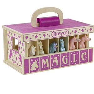Breyer Unicorn Magic Wooden Carry Stable Playset w/ 6 Unicorns