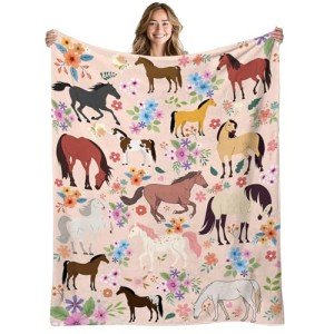 REETOOK Cozy Horse Blanket for Horse Lovers, Horse Gifts for Girls Boys, Horse Blanket for Girls, Horse Gifts for Women, Horse Themed Gifts for Birthday, for Bedroom or Living Room, 50x60