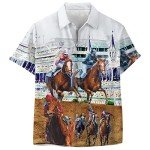 Funny Horse Hawaiian Shirts for Men Women, Love Horse Racing Hawaiian Summer Short-Sleeve Casual Relaxed-Fit Button-Down
