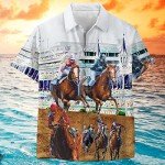 Funny Horse Hawaiian Shirts for Men Women, Love Horse Racing Hawaiian Summer Short-Sleeve Casual Relaxed-Fit Button-Down