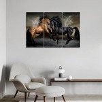 First Wall Art - Yellow and Black Horse Play Together Wall Art Painting The Picture Print On Canvas Animal Pictures for Home Decor Decoration Gift