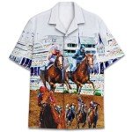 Funny Horse Hawaiian Shirts for Men Women, Love Horse Racing Hawaiian Summer Short-Sleeve Casual Relaxed-Fit Button-Down