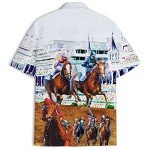 Funny Horse Hawaiian Shirts for Men Women, Love Horse Racing Hawaiian Summer Short-Sleeve Casual Relaxed-Fit Button-Down