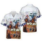 Funny Horse Hawaiian Shirts for Men Women, Love Horse Racing Hawaiian Summer Short-Sleeve Casual Relaxed-Fit Button-Down