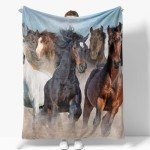 Horse Blanket Gifts for Women Girls Mom Kids Adults Teen Birthday Christmas Valentine Present Running Horse Animal Theme Decor Home Bedroom Living Room Sofa Couch Soft Cozy Plush Fleece Throw 60"x50"