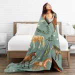 Horse Blanket Cute Horses Flowers Decor Throw Blanket Gifts for Girls Boys Animal Lover Couch Bedding Super Warm Soft Plush Lightweight Fleece Flannel Blanket for Kids Adults Men Women 50"X40"