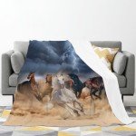 Horse Blanket Galloping Running Horse Soft Decorative Flannel Throw Blanket Lightweight Cozy Fuzzy Blanket for Couch, Bed and Chair-60''x50''