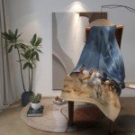 Horse Blanket Galloping Running Horse Soft Decorative Flannel Throw Blanket Lightweight Cozy Fuzzy Blanket for Couch, Bed and Chair-60''x50''