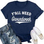 IFQ Horse Shirt for Women Y'all Need Groundwork T-Shirt Western Equestrian Cowgirl Tee Horse Trainer Tshirt Blue