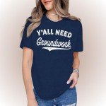 IFQ Horse Shirt for Women Y'all Need Groundwork T-Shirt Western Equestrian Cowgirl Tee Horse Trainer Tshirt Blue