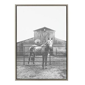 Kate and Laurel Sylvie Modern Farmhouse Horse Wall Art by Patricia Rae Photography, 23x33 Gray, Decorative Rustic Art for Wall