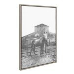 Kate and Laurel Sylvie Modern Farmhouse Horse Wall Art by Patricia Rae Photography, 23x33 Gray, Decorative Rustic Art for Wall