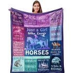 Qotuty Horse Gifts for Girls Women Blanket 50"x60", Cowgirl Equestrian Gifts Stuff Equipment for Horse Lovers for Birthday/Christmas Throw Blanket
