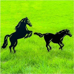 TIGGSY Horse Metal Decorative Garden Stakes Horse Gifts for Women/Men Horse Lovers Gifts Silhouette Statues for Yard Art, Outside, Patio, Outdoor Decor, Garden Decorations, Lawn Ornaments