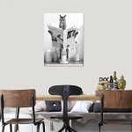 Funny Horse Bathroom Canvas Wall Art Black and White Fun Picture Farmhouse Bathroom Wall Decoration Horse Sitting on Toilet Reading Newspaper Bathroom Artwork Horse Art Ready to Hang 12" x 16"