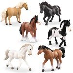 Terra by Battat - Realistic Horse Figurines Set - 6 Detailed 6-Inch Animal Toys with Arabian, Clydesdale & Paint Horse Models - Educational Toddler Toys for Kids Ages 3+ - Party Favors & Gifts
