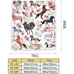Horse Pattern Flannel Fleece Blanket – Ultra-Soft and Cozy Horse Blanket, Lightweight and Warm for Couch, Bed, Travel, Gift for Horse Lovers (Horse-A, 60-80 in)