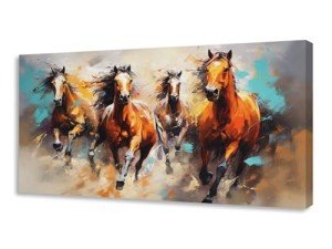 KUNHAAH Wall Art Canvas Painting Running Horse 1 Piece Symbolizes Success and Power Abstract Artistic Background Picture Poster Print Framed and Stretched Ready to Hang for Living Room Bedroom