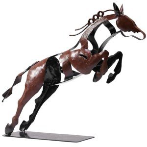 SunBlogs Art Horse Statue, Unique Metal Art Handmade Sculpture for Home Decor, Rustic Decor, Gifts for Horse Lovers (Brown)