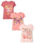 The Children's Place,Girls,Assorted Everyday Short Sleeve Graphic T-Shirts,Multipacks,Flowers/Horse Head/Country Vibes 3-Pack,Large