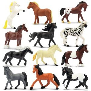 Toymany 12PCS 2-3" Tiny Horse Figurines Toy Set, Plastic Pony Small Foal Figures, Easter Eggs Birthday Gift Cupcake Horse Cake Topper for Kids Toddlers