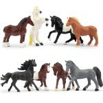 Toymany 12PCS 2-3" Tiny Horse Figurines Toy Set, Plastic Pony Small Foal Figures, Easter Eggs Birthday Gift Cupcake Horse Cake Topper for Kids Toddlers