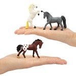 Toymany 12PCS 2-3" Tiny Horse Figurines Toy Set, Plastic Pony Small Foal Figures, Easter Eggs Birthday Gift Cupcake Horse Cake Topper for Kids Toddlers