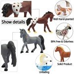Toymany 12PCS 2-3" Tiny Horse Figurines Toy Set, Plastic Pony Small Foal Figures, Easter Eggs Birthday Gift Cupcake Horse Cake Topper for Kids Toddlers