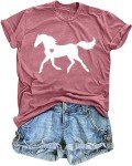 VVNTY Horse Lover Shirt Women: Horse Heart T Shirt Funny Horses T-Shirt Casual Animal Graphic Tees