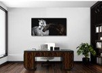 Jiuqinghua Wall Art Canvas Print Picture White and Brown Horses 1 Panel Wild Animal Painting Artwork for Living Room Bedroom Office Home Wall Decor Stretched and Framed Ready to Hang 30x60inches
