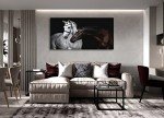 Jiuqinghua Wall Art Canvas Print Picture White and Brown Horses 1 Panel Wild Animal Painting Artwork for Living Room Bedroom Office Home Wall Decor Stretched and Framed Ready to Hang 30x60inches