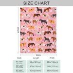 Cute Pink Horse Blanket Cartoon Throw Blanket, Kids Plush Fleece Blanket Super Cozy Soft Flannel Blanket Decorative Fuzzy Throws for Sofa Bed Living Room (50×60inch, Pink Cartoon Horse)