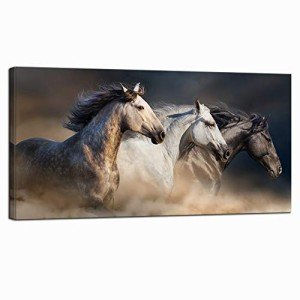 Nachic Wall Large Animal Pictures Wall Art Desert Running Horses Painting Picture Print on Canvas Modern Living Room Office Wall Decor With Wood Frame Ready to Hang 24x48