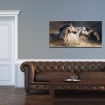 Nachic Wall Large Animal Pictures Wall Art Desert Running Horses Painting Picture Print on Canvas Modern Living Room Office Wall Decor With Wood Frame Ready to Hang 24x48